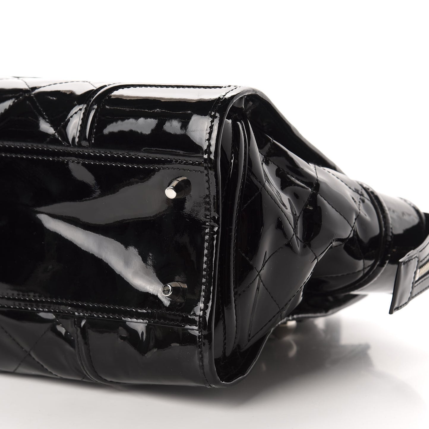 Patent Quilted Large Manor Tote Black