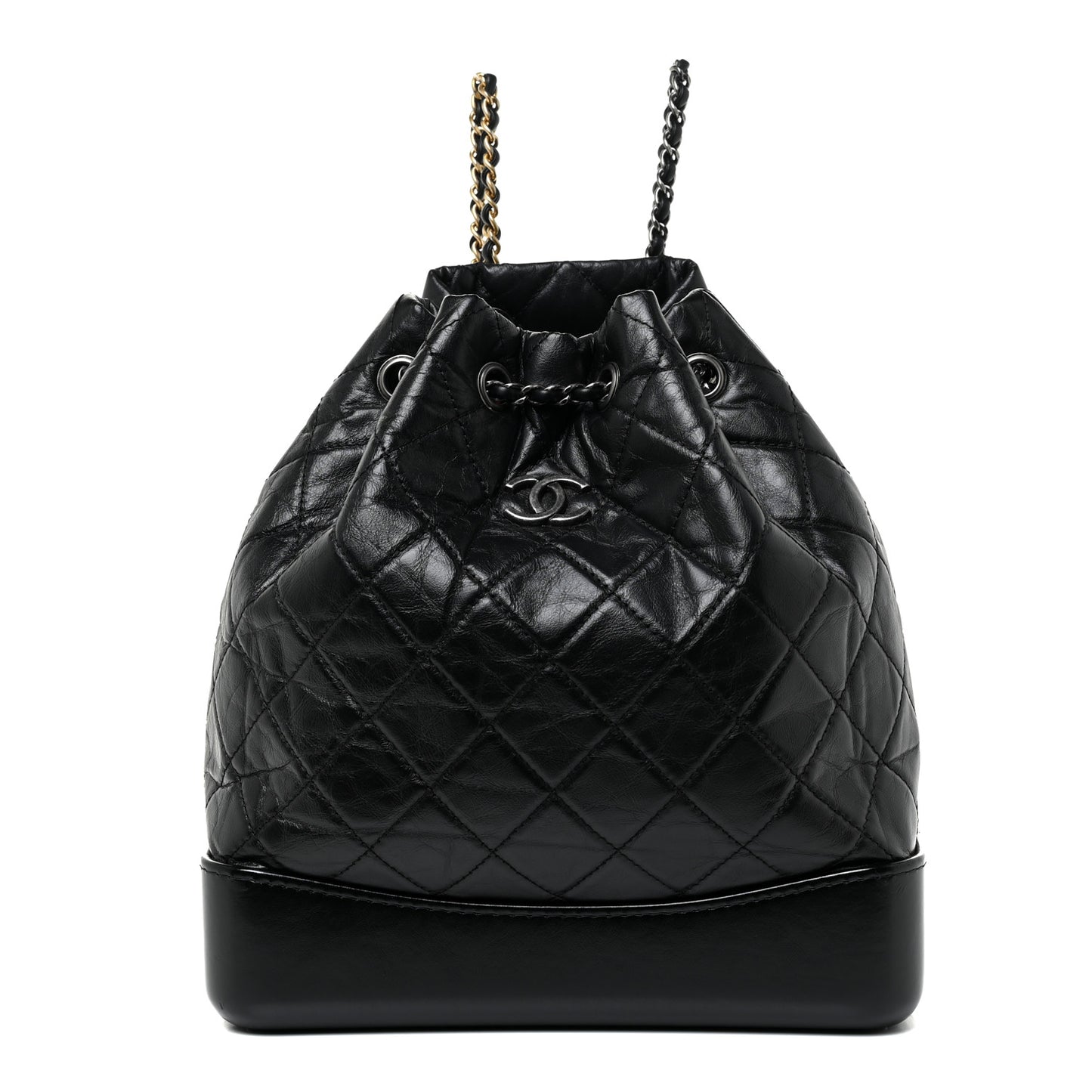 Aged Calfskin Quilted Gabrielle Backpack Black