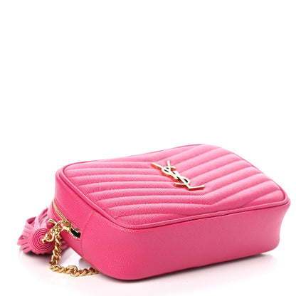 Saint Laurent Grain De Poudre Matelasse Monogram Mini Lou Camera Bag Fuchsia 4 of 9