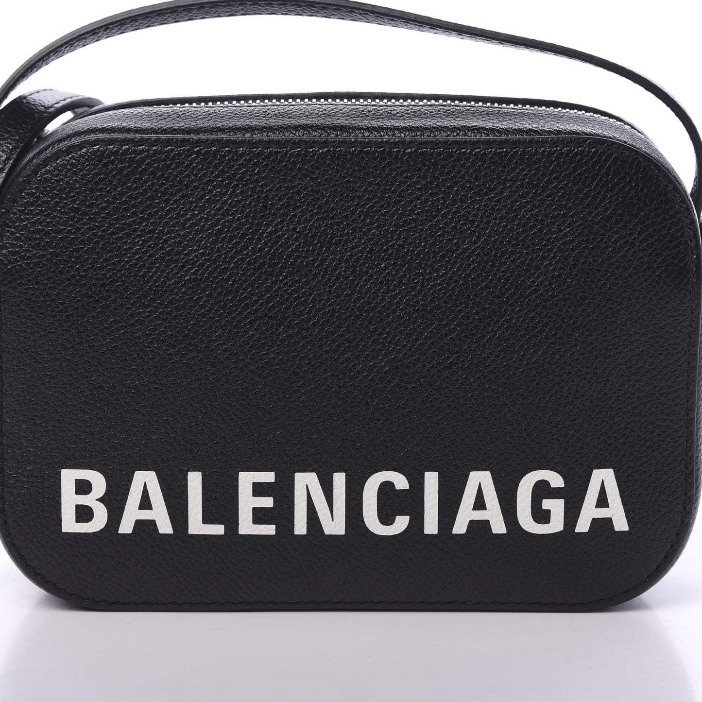 Grained Calfskin Logo XS Ville Top Handle Camera Bag Black White