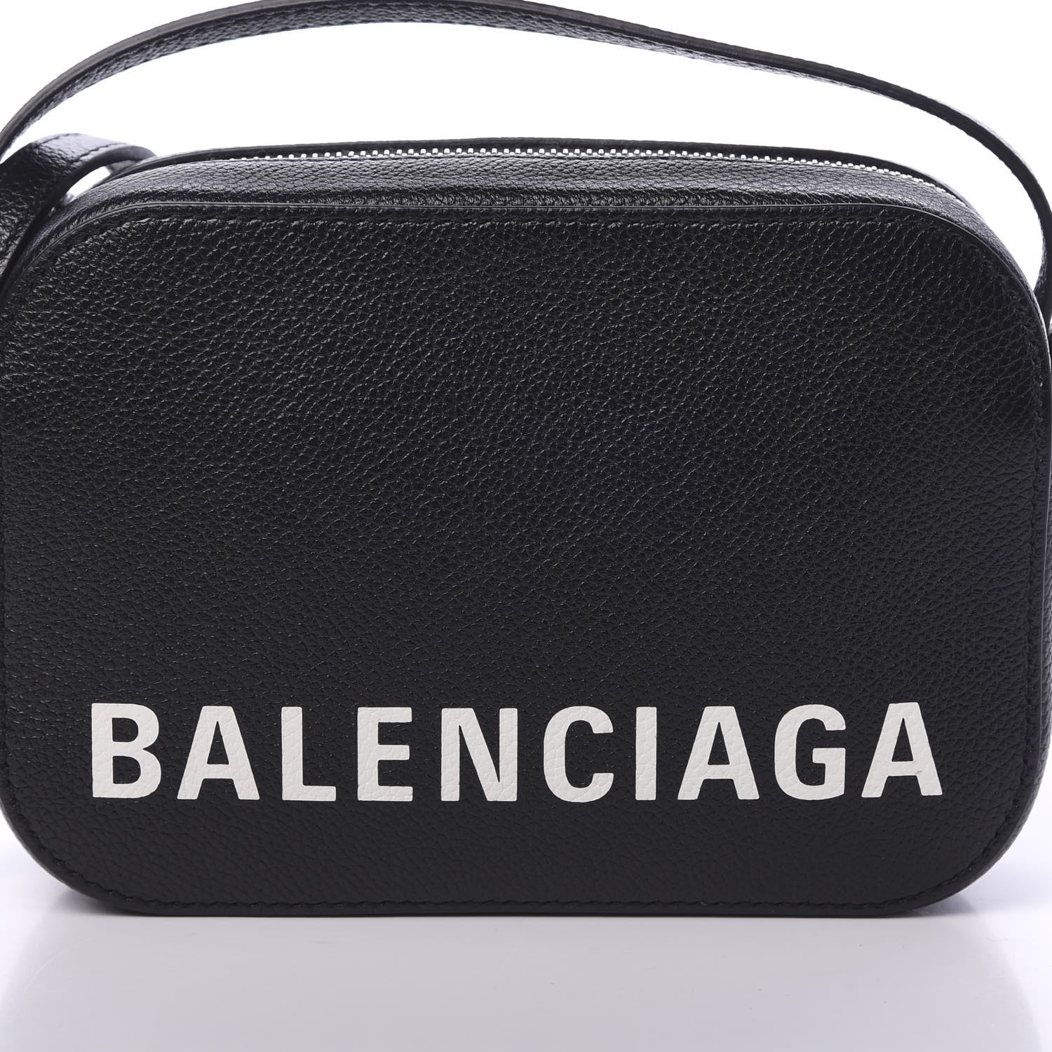 Balenciaga Grained Calfskin Logo XS Ville Top Handle Camera Bag Black White 9 of 9