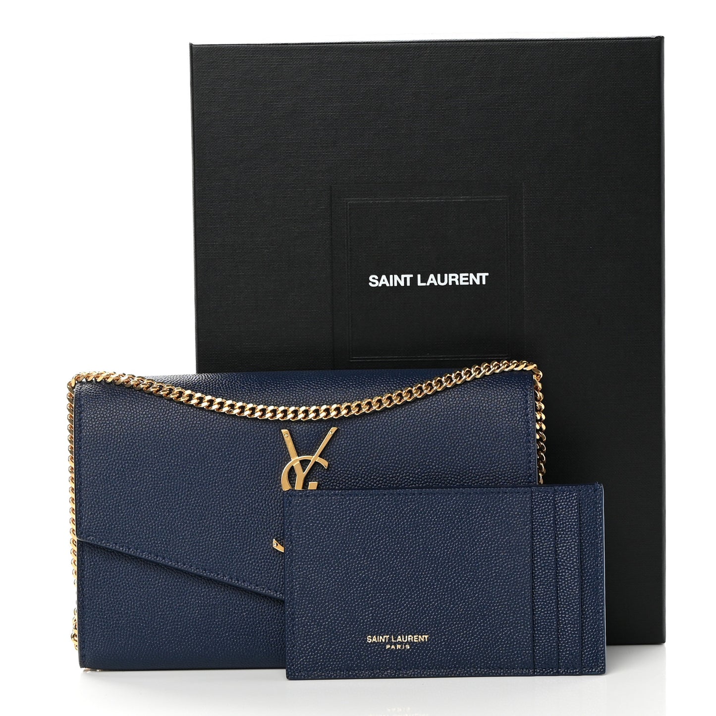 Grain De Poudre Monogram Uptown Chain Wallet Blue Charron