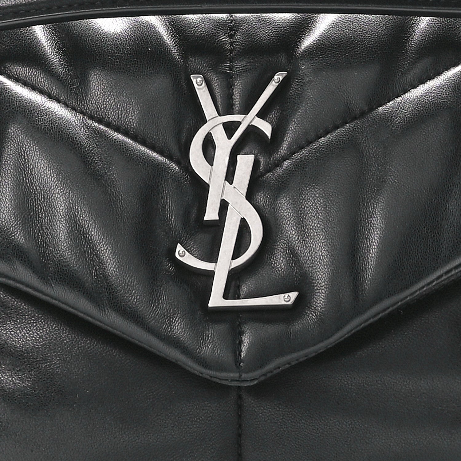 Saint Laurent Lambskin Quilted Small Loulou Puffer Monogram Chain Satchel Black 9 of 12