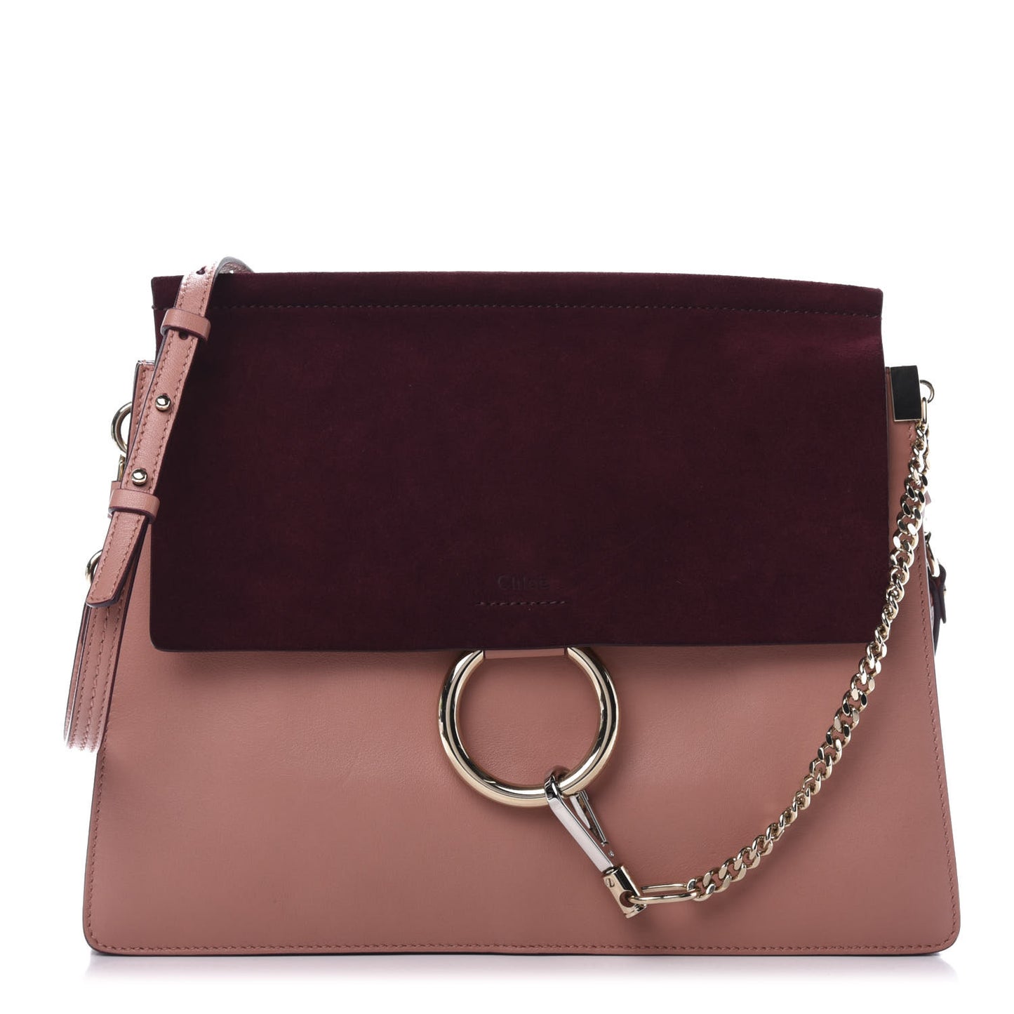 Calfskin Suede Medium Faye Shoulder Bag Misty Rose Dark Purple