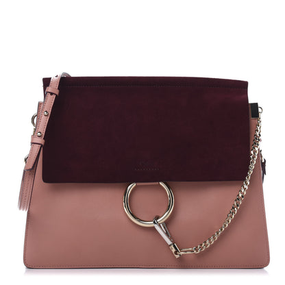 Chloe Calfskin Suede Medium Faye Shoulder Bag Misty Rose Dark Purple 1 of 12