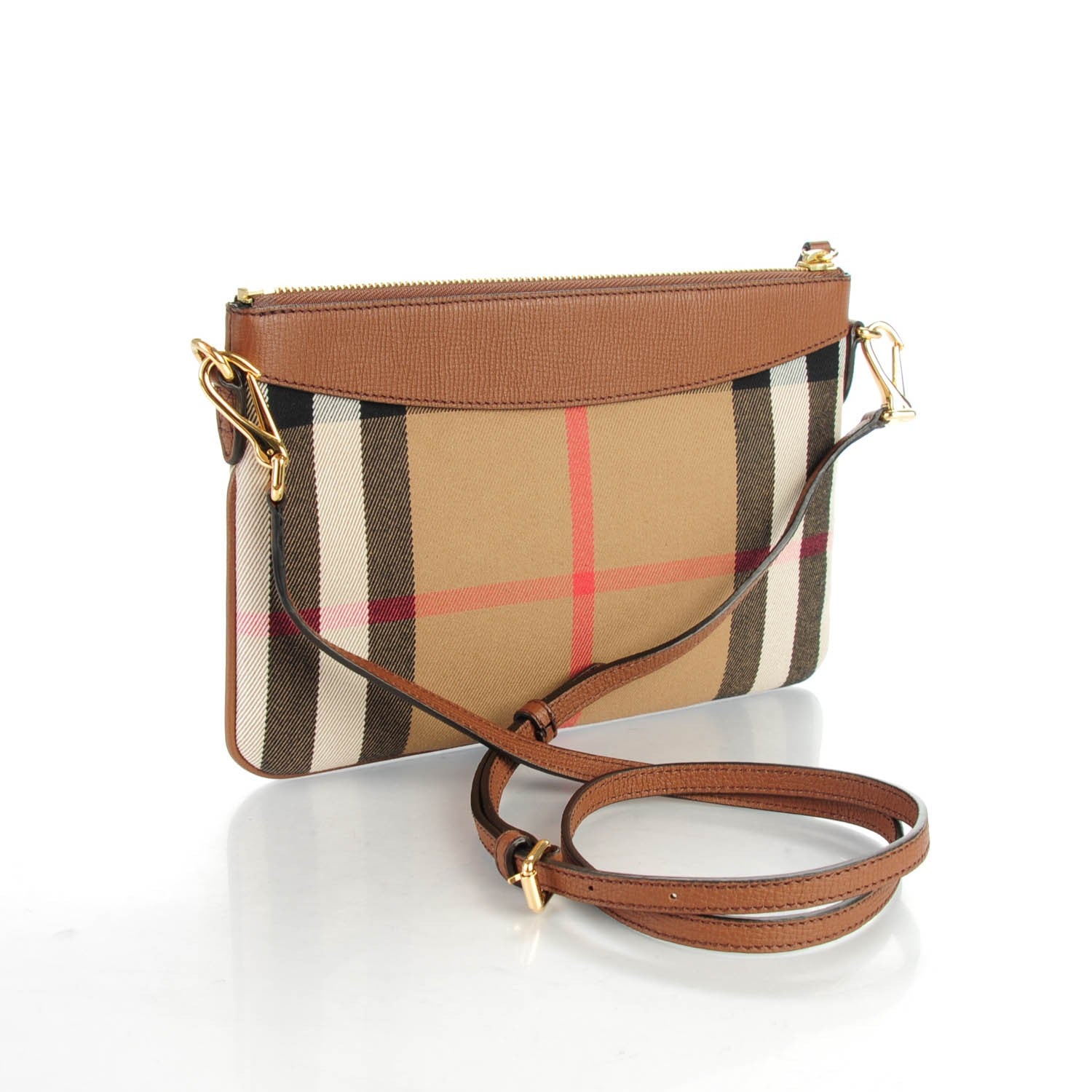 Burberry House Check Derby Peyton Crossbody Clutch Bag Tan 3 of 8