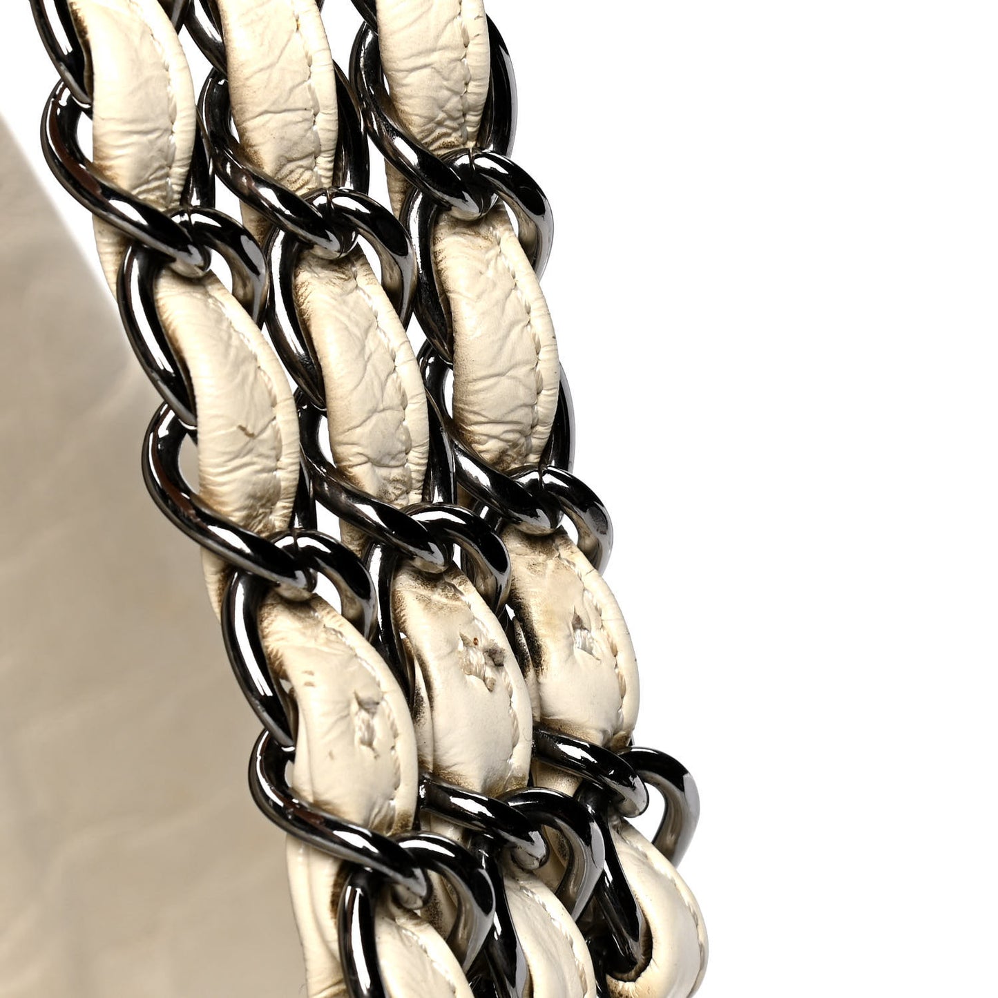 Lambskin Mini Rock and Chain Hobo White