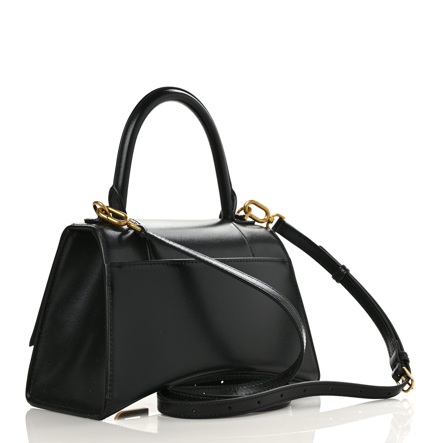 Balenciaga Shiny Box Calfskin Small Hourglass Top Handle Bag Black 3 of 8