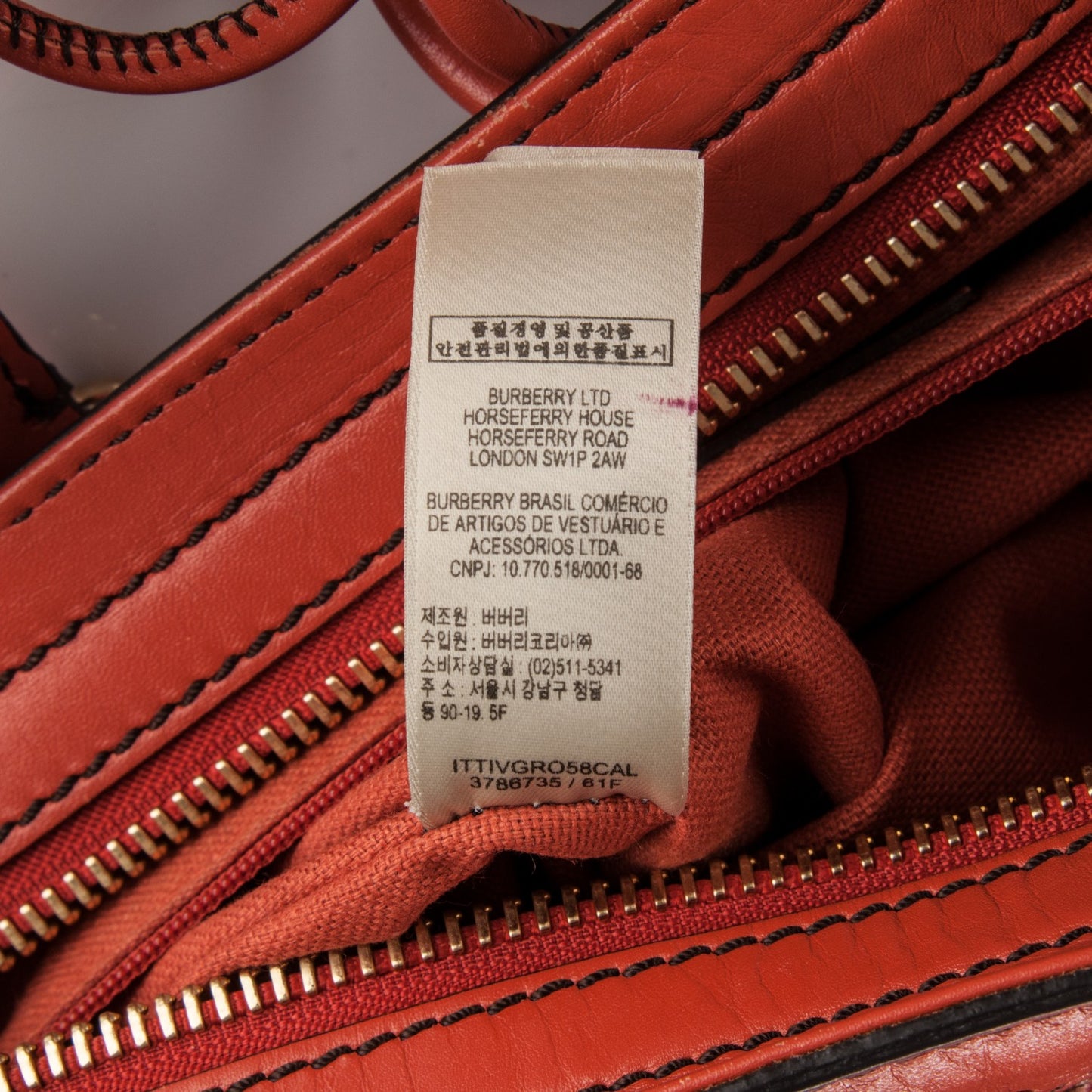 Grainy Leather Medium Dennet Brogue Tote Orange