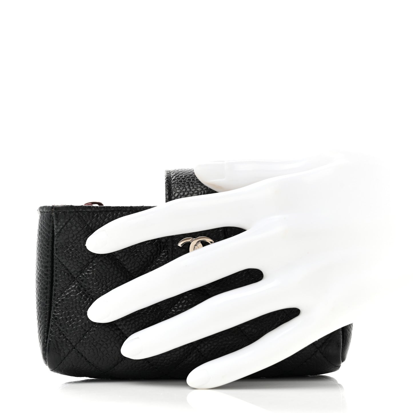 Caviar Quilted Mini Phone Holder Clutch Black