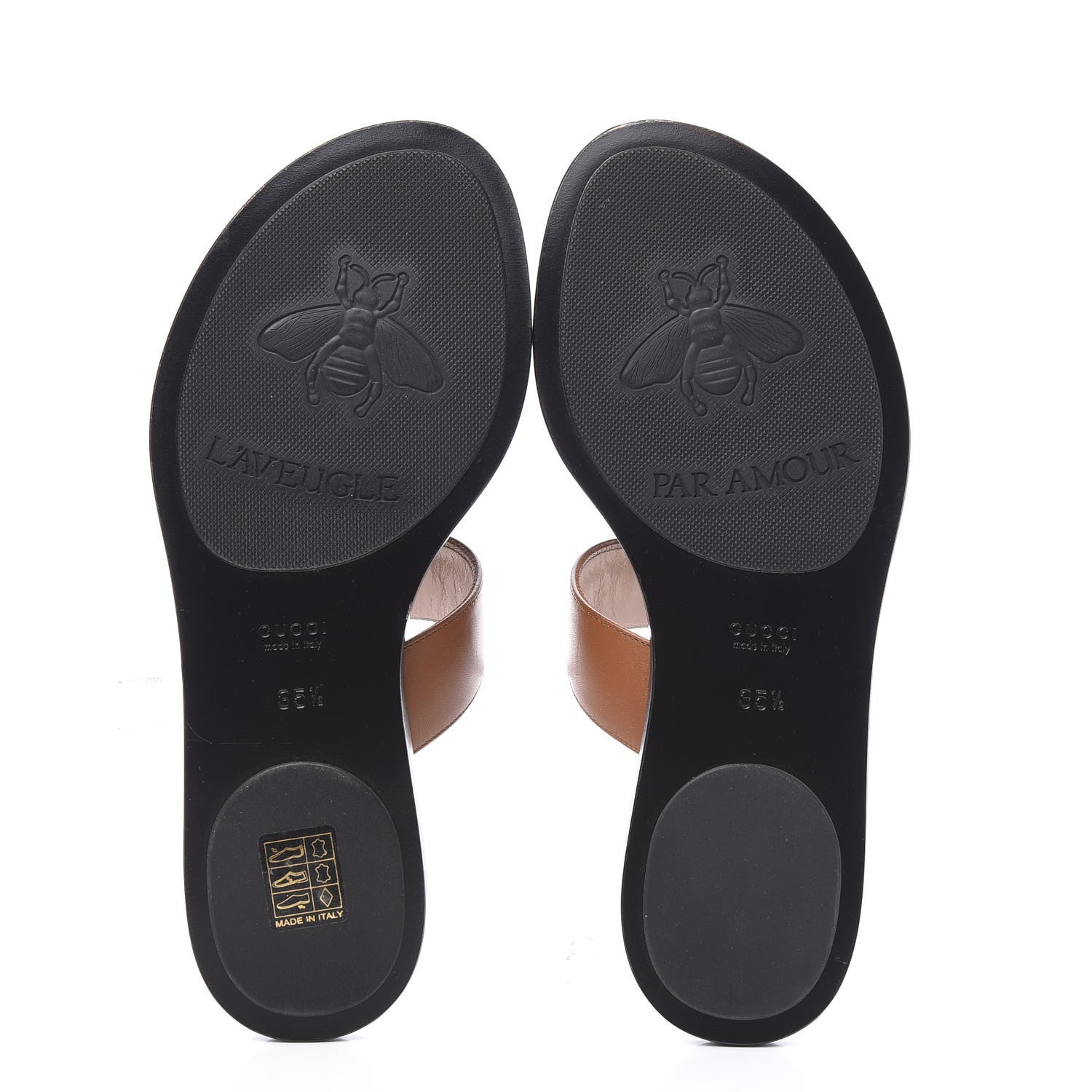 Gucci Calfskin GG Marmont Thong Sandals 35.5 Cognac 5 of 8