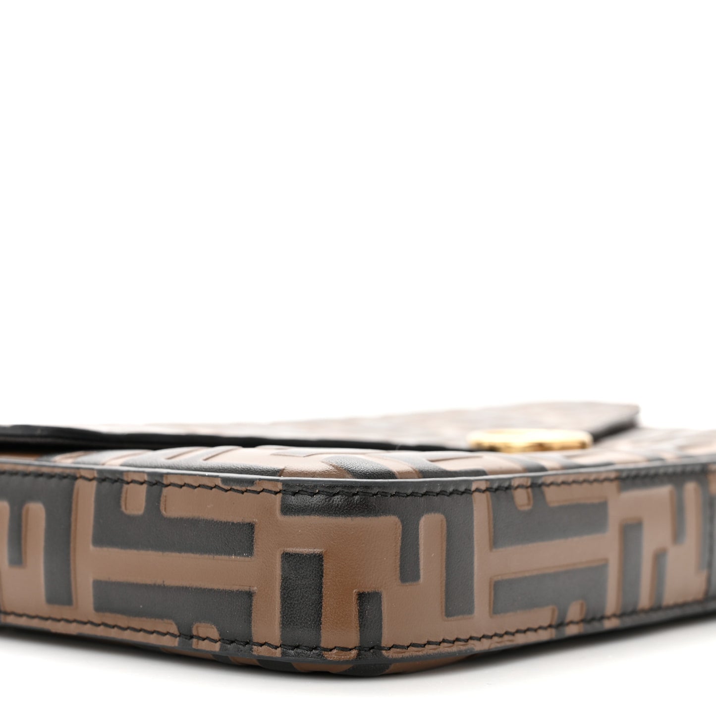 Vitello Soft F is Fendi Bi-Color FF 1974 Embossed Envelope Wallet On Chain with Pouches Maya Black