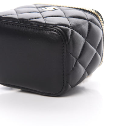 Chanel Lambskin Quilted Mini Vanity Case With Chain Black 10 of 11