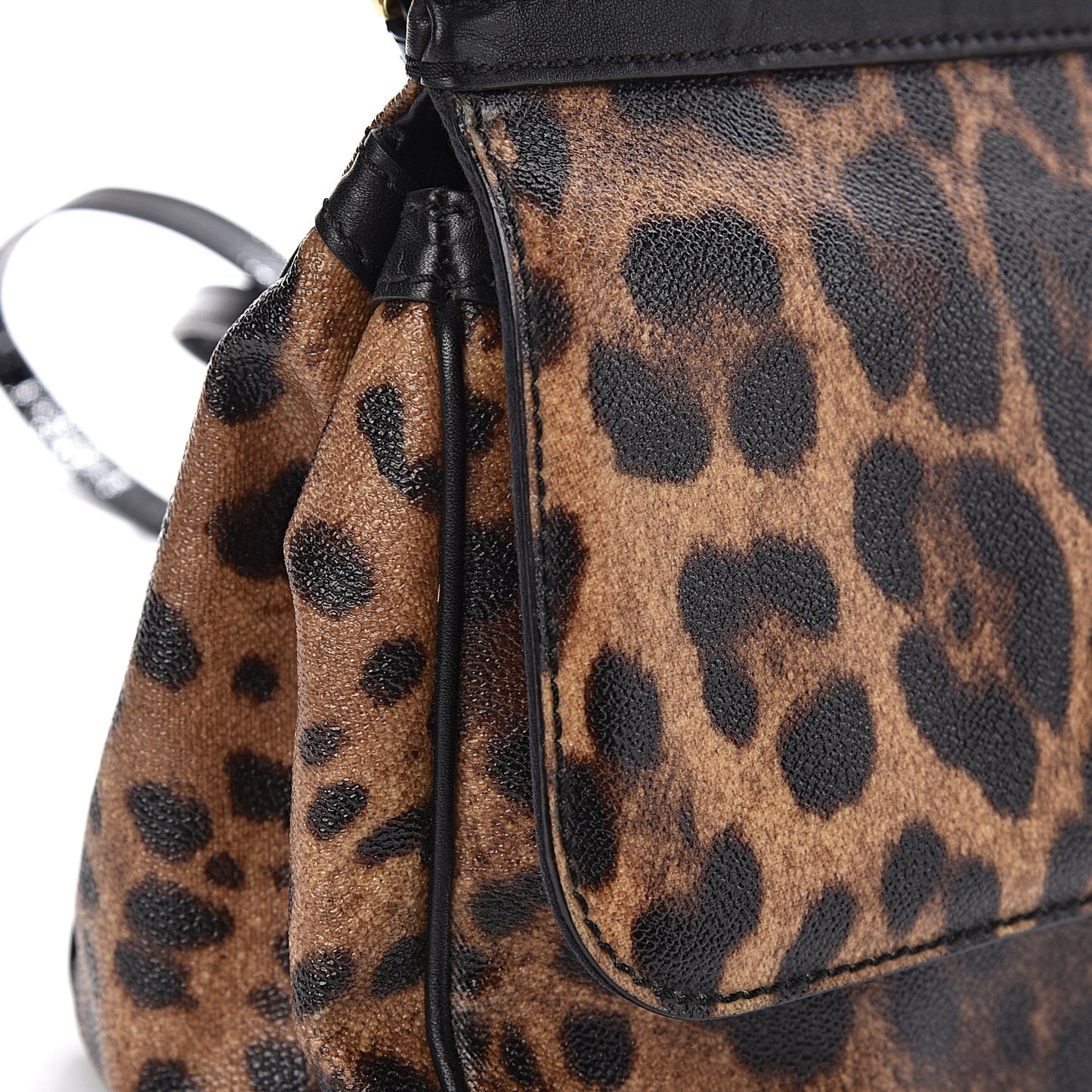 Dauphine Leopard Print Small Miss Sicily Satchel Black