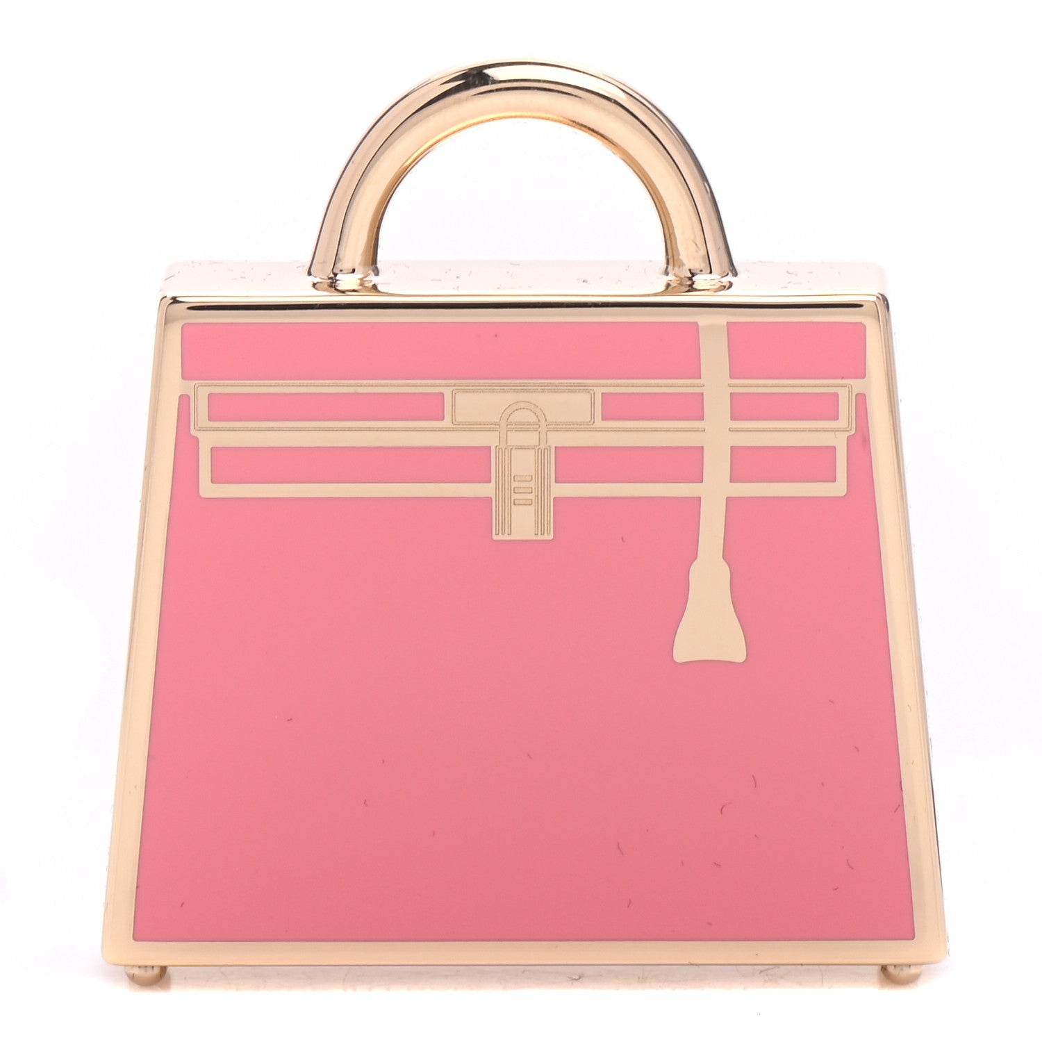 Hermes Metal Lacquered Permabrass Kelly Curiosite Charm Rose Azalee 1 of 4