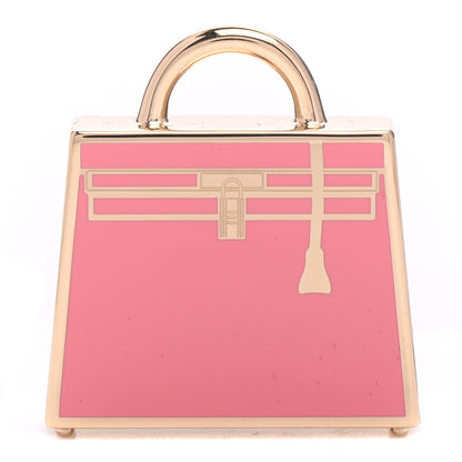 Hermes Metal Lacquered Permabrass Kelly Curiosite Charm Rose Azalee 1 of 4