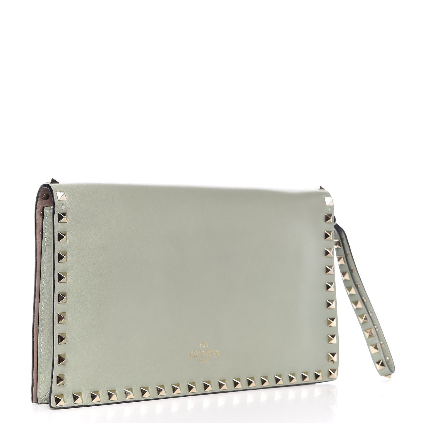 Nappa Rockstud Wristlet Clutch Green Tea Sorbet
