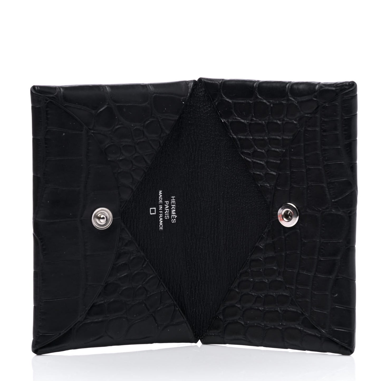 Matte Alligator Calvi Card Case Bleu Marine
