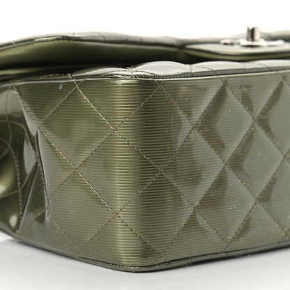 Chanel Striated Patent Quilted Jumbo Double Flap Green 7 of 12