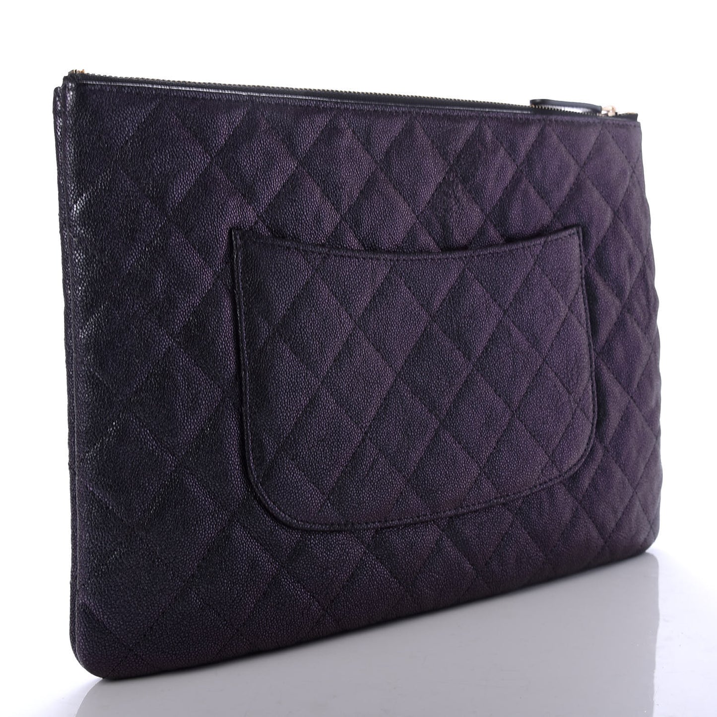 Iridescent Caviar Medium Night by the C Pouch Clutch Black