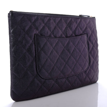 Chanel Iridescent Caviar Medium Night by the C Pouch Clutch Black 3 of 8