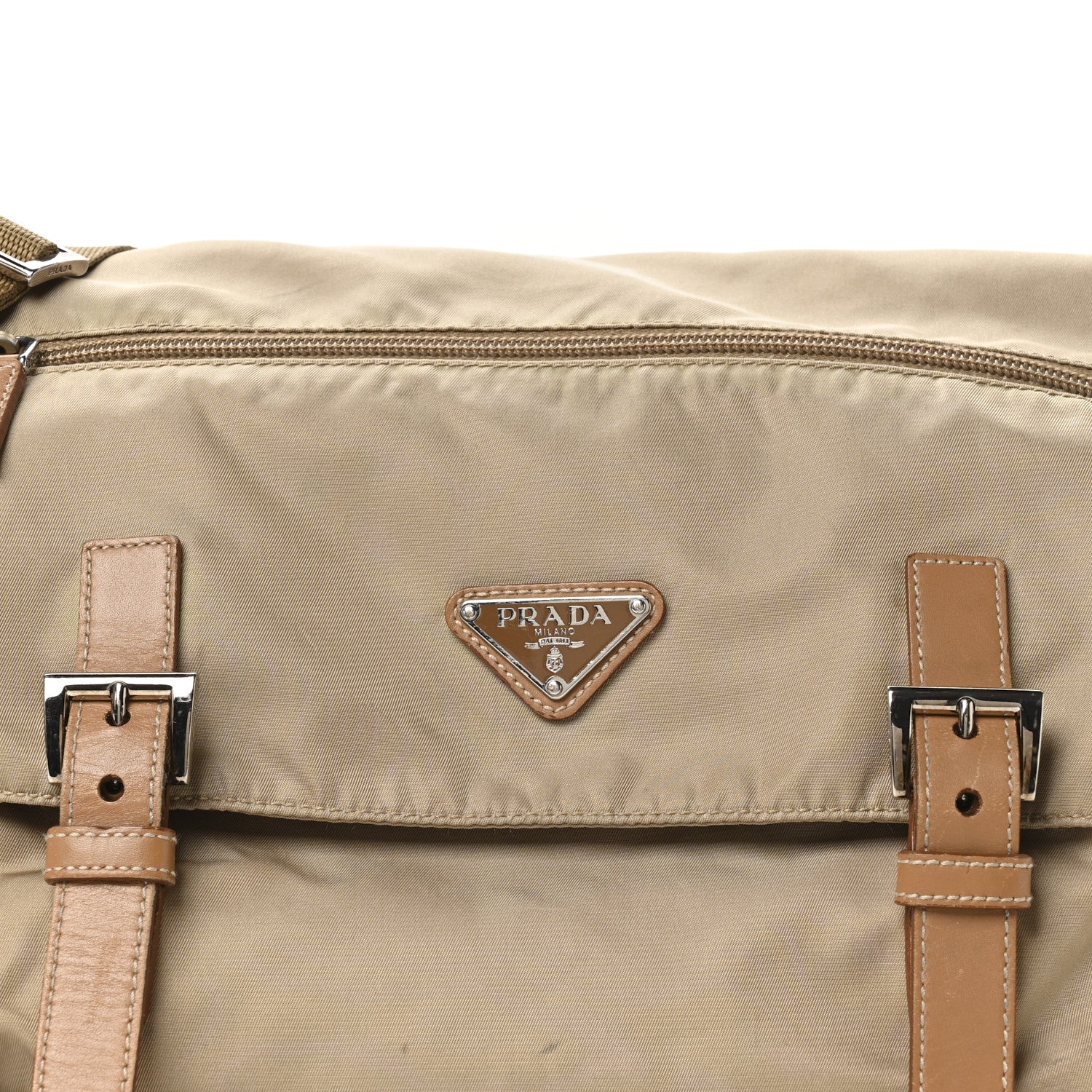 Prada Re-Nylon Vela Saffiano Pocket Double Buckle Messenger Shoulder Bag Cammeo 9 of 11