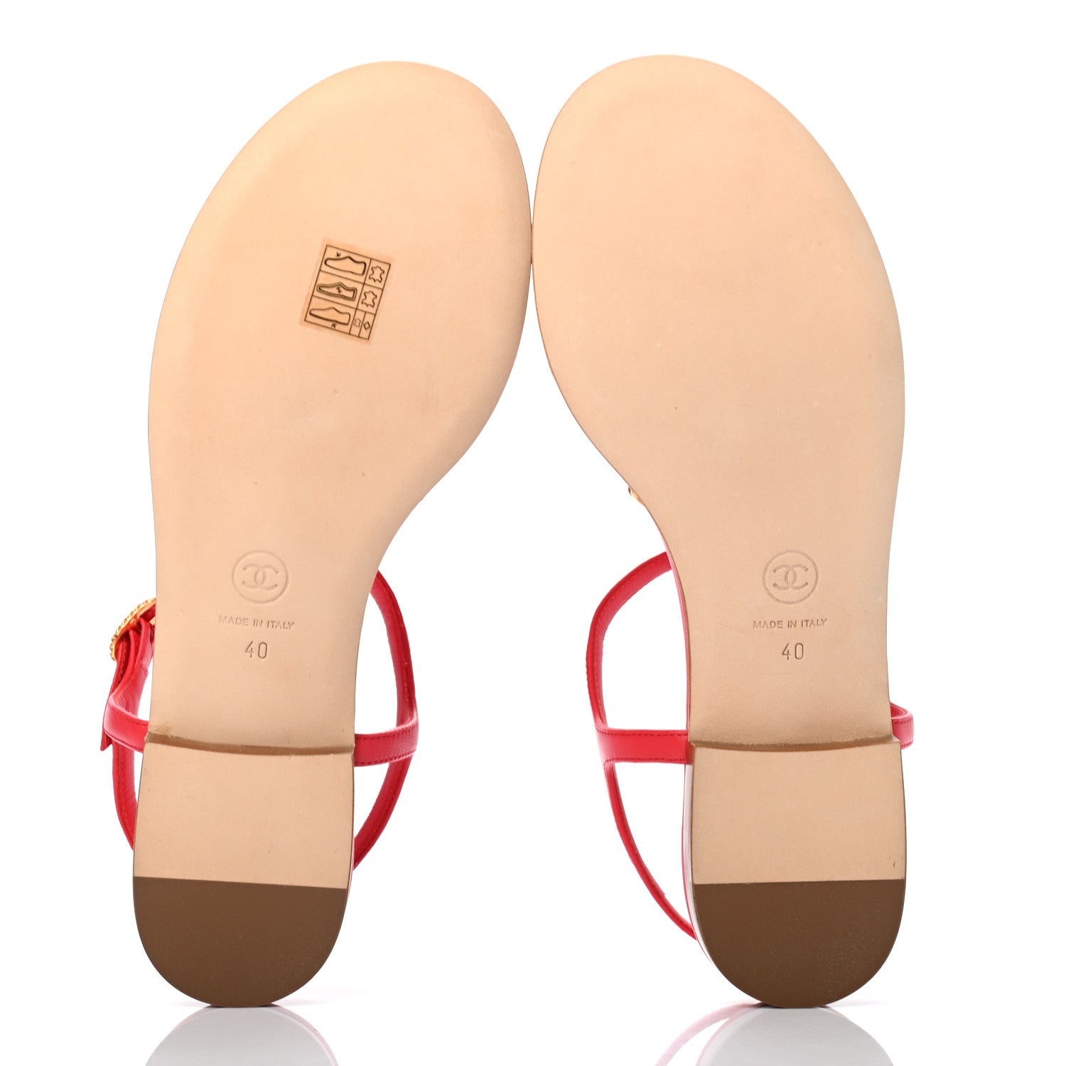 Chanel Lambskin CC Logo Thong Sandals 40 Red 5 of 7