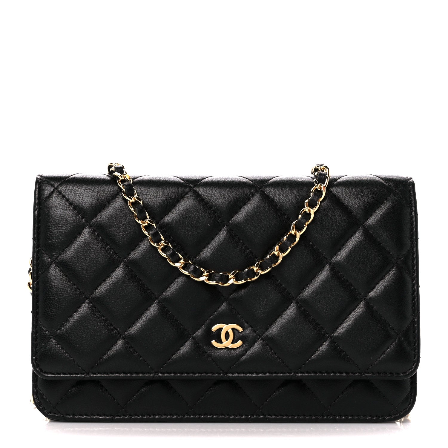 Chanel Lambskin Quilted Wallet On Chain WOC Black 1 of 14