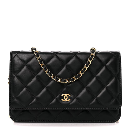 Chanel Lambskin Quilted Wallet On Chain WOC Black 1 of 14