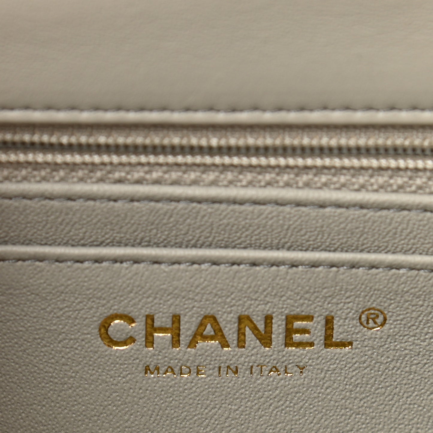 Lambskin Quilted Mini Rectangular Flap Grey