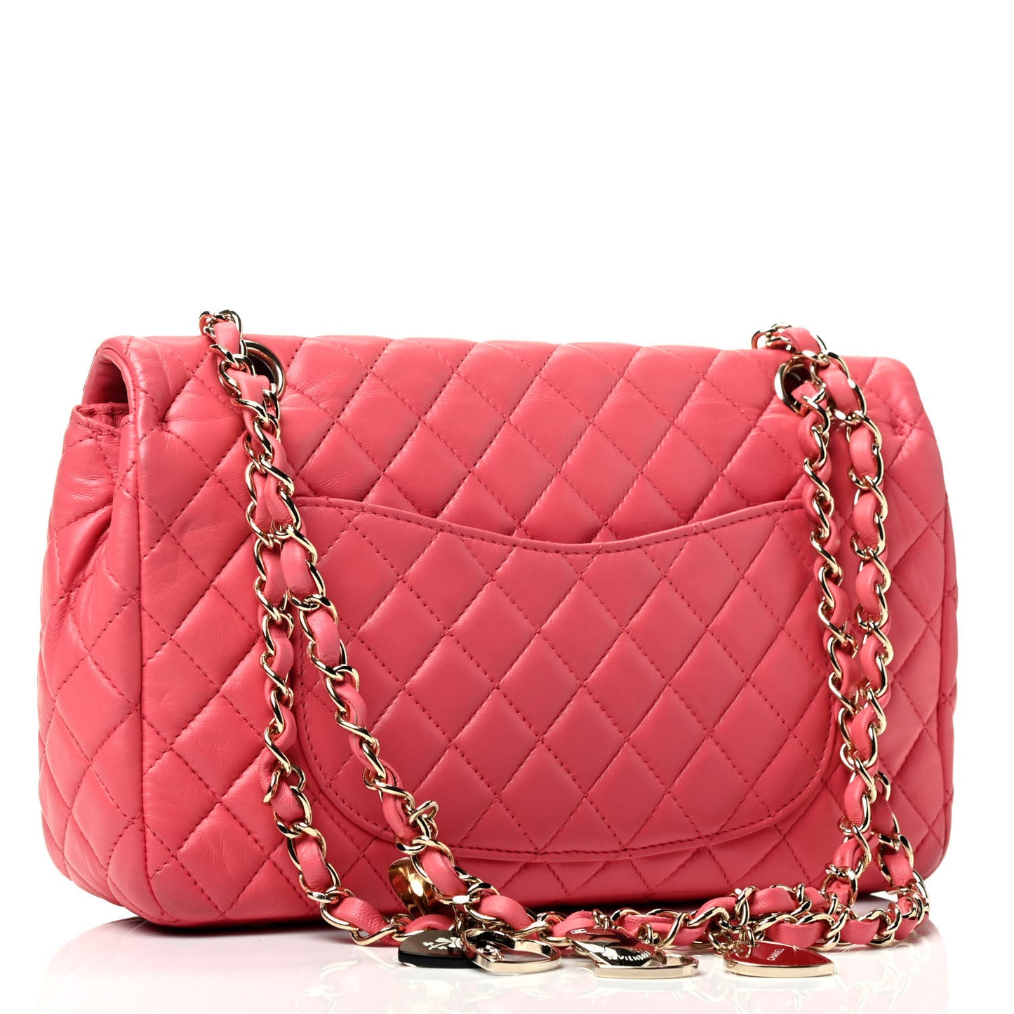 Lambskin Quilted Valentine Charms Medium Single Flap Pink