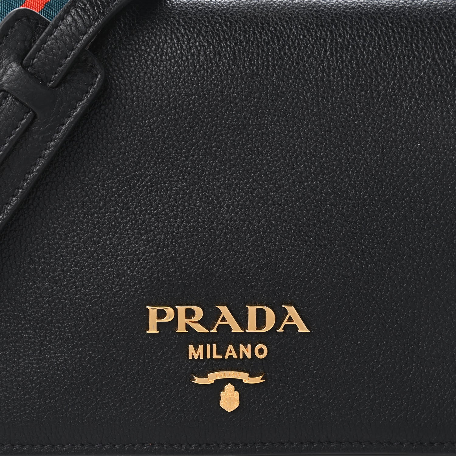 Prada Vitello Daino Double Strap Flap Crossbody Black 9 of 9