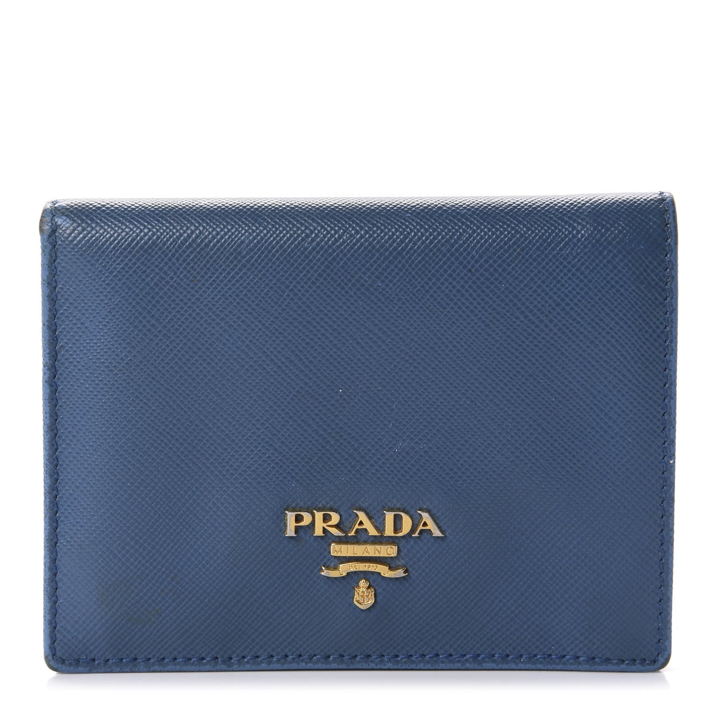 Saffiano Metal Compact Snap Bi-Fold Wallet Cobalto