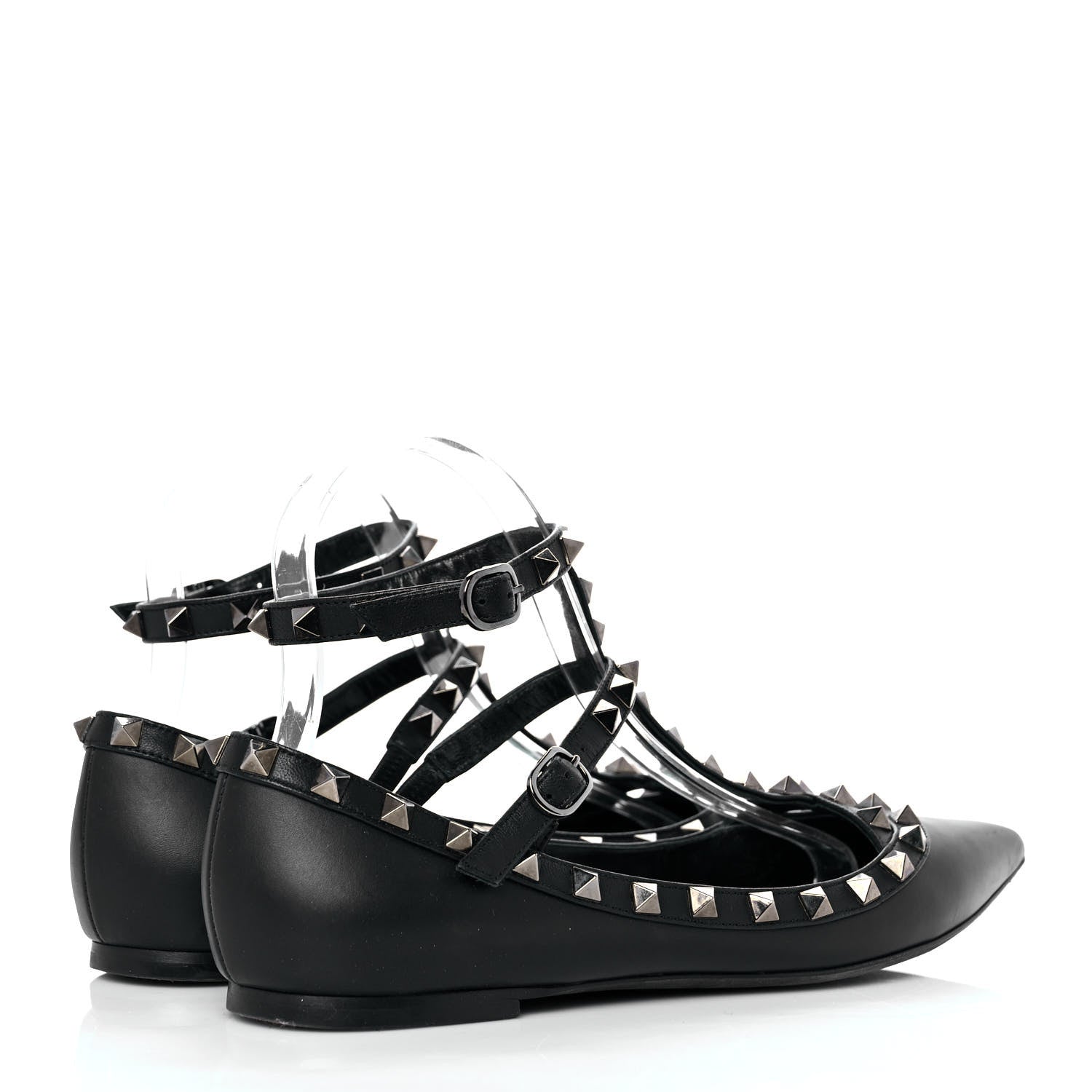 Valentino Garavani Nappa Rockstud Cage Ballerina Flats 38.5 Black 4 of 9