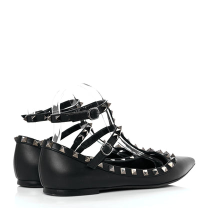 Valentino Garavani Nappa Rockstud Cage Ballerina Flats 38.5 Black 4 of 9