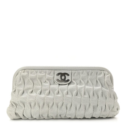 Chanel Lambskin Perforated Clutch White 1 of 8