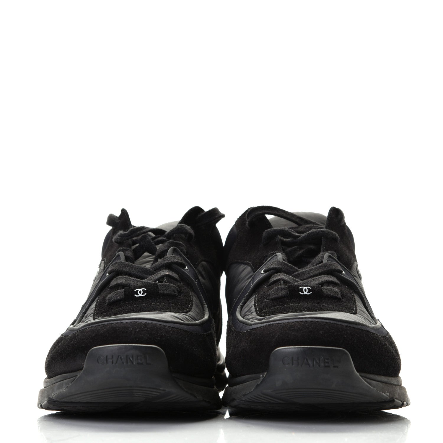 Chanel Kid Suede Calfskin Mens Sneakers 46 Black 2 of 7