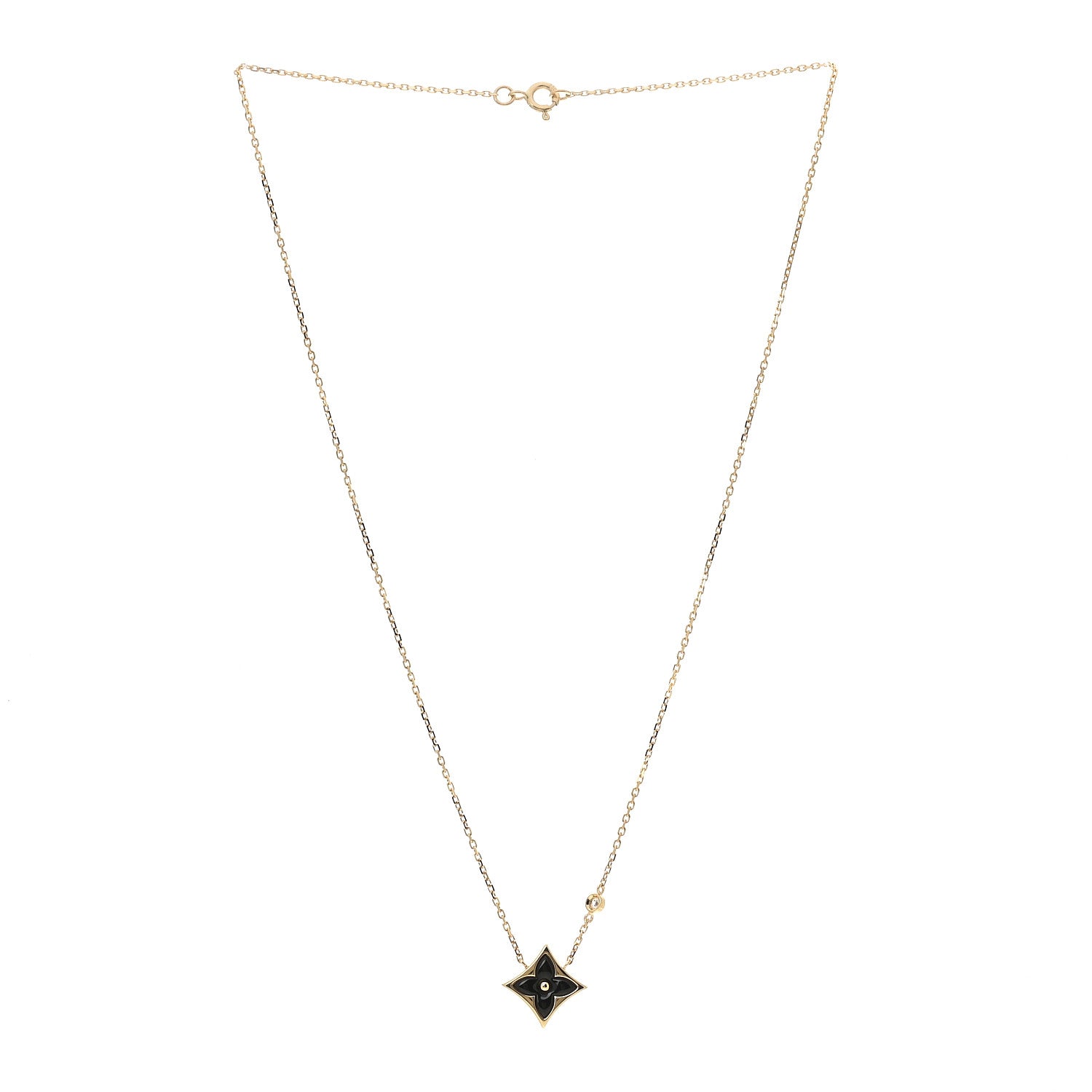 Louis Vuitton 18K Yellow Gold Diamond Black Onyx Color Blossom BB Star Pendant Necklace 3 of 6