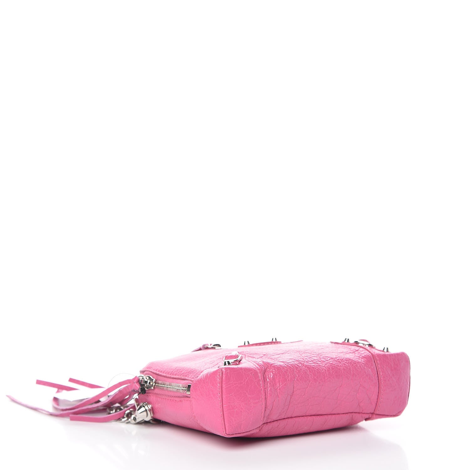 Balenciaga Agneau Arena Classic Silver Hardware Pouch With A Chain Crossbody Rose Flamingo 4 of 12