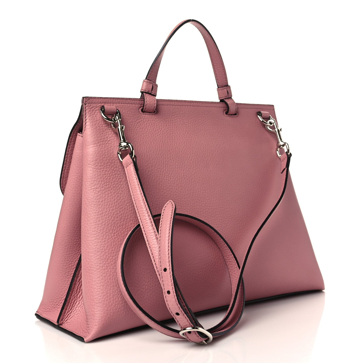 Cellarius Calfskin Medium Bamboo Daily Top Handle Bag Carmine Rose
