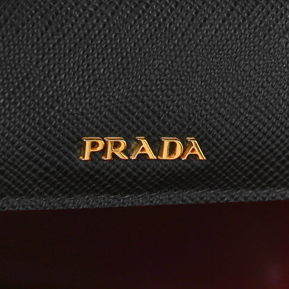 Prada Saffiano Cuir Small Double Bag Black Ciliegia 6 of 8