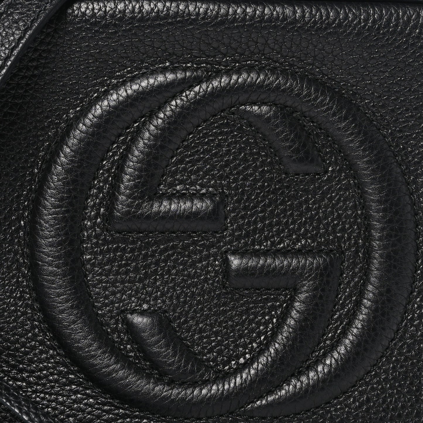 Pebbled Calfskin Small Soho Disco Bag Black