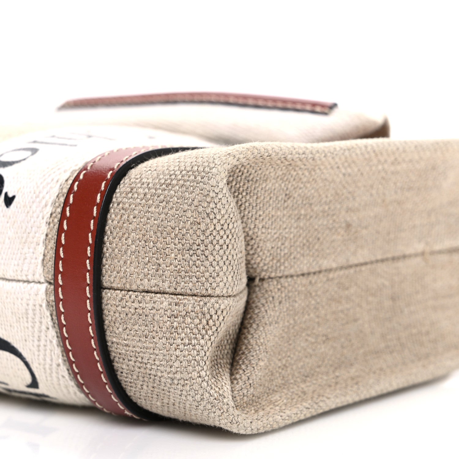 Chloe Linen Calfskin Mini Woody Ribbon Tote White Brown 10 of 10