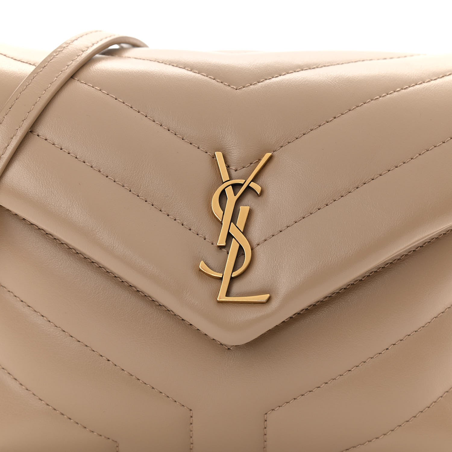 Saint Laurent Calfskin Y Quilted Monogram Toy Loulou Crossbody Bag Dark Beige 10 of 10