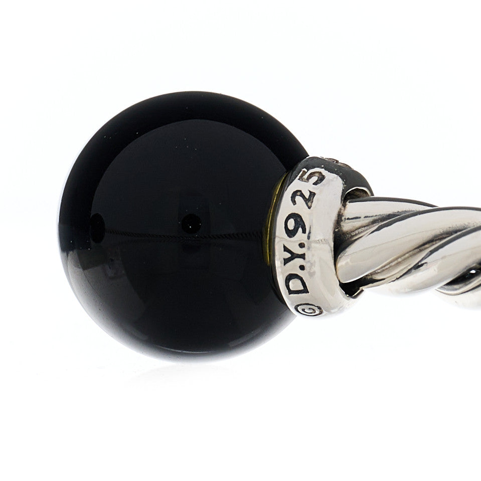 Sterling Silver Diamond Onyx 9mm Solari Bracelet