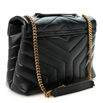 Saint Laurent Calfskin Y Quilted Monogram Small Loulou Chain Satchel Black 3 of 12