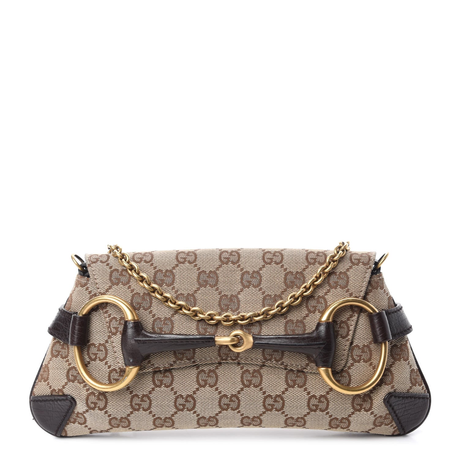 Gucci Monogram Horsebit Clutch Dark Brown 1 of 10