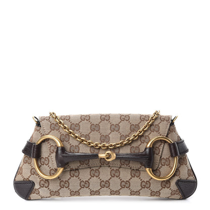 Gucci Monogram Horsebit Clutch Dark Brown 1 of 10