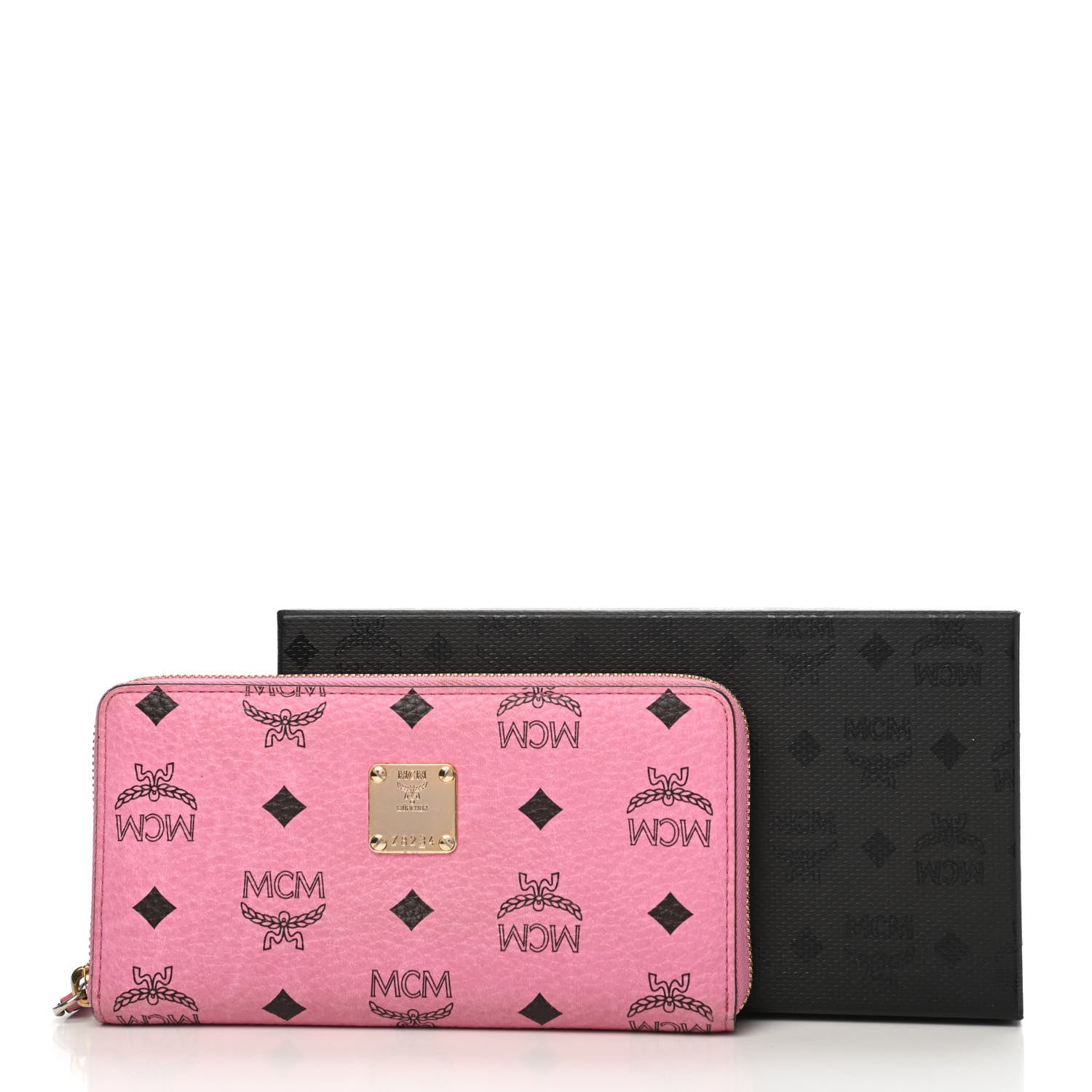 MCM Visetos Zip Around Wallet Pink 8 of 8