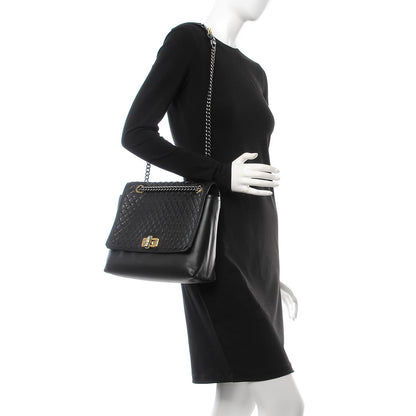 Lanvin Hammered Calfskin Medium Happy Edgy Shoulder Bag Black 2 of 8